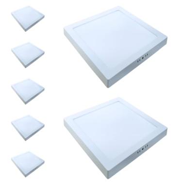 Imagem de Kit 7x Painel Plafon Sobrepor Alumínio Quadrado LED 24W 30x30 Bivolt Branco Quente