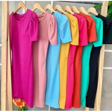 Imagem de Vestido feminino manga princesa malha canelado estillo - filo modas , 