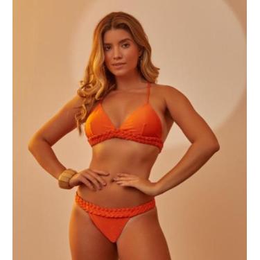Imagem de Biquíni alça trançada de bojo laranja - Q onda azul 