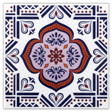 Imagem de DICOFUN 32 azulejos mexicanos coloridos Talavera para descascar e colar Backsplash, 15,24 cm x 15,24 cm à prova d'água em azulejos de parede (estilo 6)