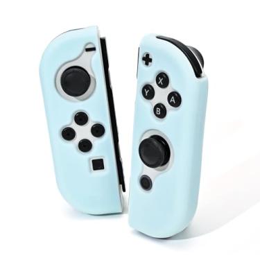 Imagem de DLseego Capa protetora para controles Switch Joy Con, 1 par de capa de TPU de silicone macio portátil de substituição capa de cor pura adequada para Switch e modelo OLED Joy Cons - Azul