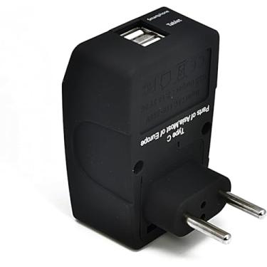 Imagem de Ceptics Adaptador de viagem Europa 2 USB Tomada de alimentação 4 em 1 (Tipo C) - Soquete universal - GP4-9C - (Não converte tensão)