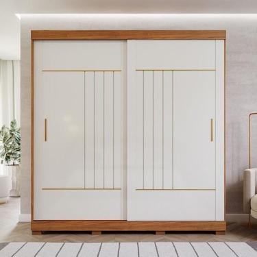 Imagem de Guarda-Roupa Solteiro 2 Portas de Correr com Pés 231cm 100% MDF Ravenn