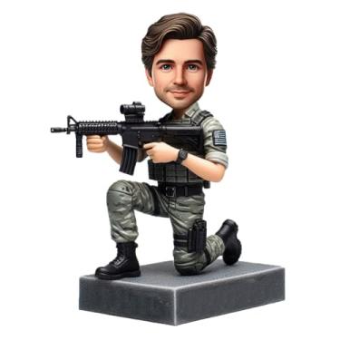 Imagem de Agente SWAT de argila personalizado que balança a cabeça ajoelhada com rifle da sua foto para namorado, colega, líder, Elite Vibe decoração de mesa, lembrança feita à mão