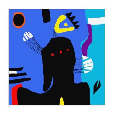 Imagem de Joan Miro Surrealism Poster Series Women 27 Canvas Print Wall Art Reproduções de pinturas famosas sala de estar quarto escritório arte decoração de parede 30x30 cm (30.5x30.5 cm) emoldurada