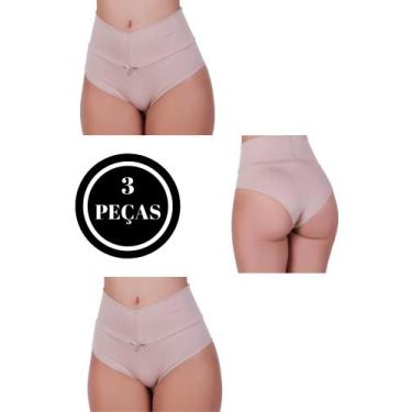 Imagem de Kit 3 Calcinha Cós Alto Segura Barriga Tanga Modeladora Pós Parto - c1
