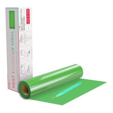 Imagem de HTVRONT Rolos De Vinil Com Transferência Térmica - 12" X 20 Pés Htv Para Camisas, Passáveis A Ferro Em Todas As Máquinas Corte, Fáceis Cortar E Design Ervas Daninhas (Verde-Fruta)