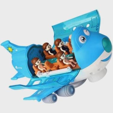 Imagem de Avião Azul Infantil Educativo Masculino Musical Com Acessórios Envio G