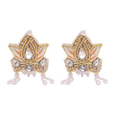 Imagem de Aditri Creation Conjunto de 2 designers Ladoo Gopal Mukut para Laddu Gopal Devi Maa Radha Krishna Ganesha Deusa Indiana Deusa Sringar Conjunto de Joias para Deus Idol Estátua Janmashtami (Tamanho