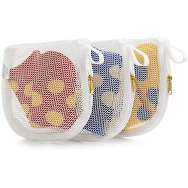 Imagem de MIFNRO Pacote Com 3 Sacos Delicados Para Lavar Roupas, Máscaras Faciais Reutilizáveis E Discos Demaquilantes, De Lavagem Malha Fina, Zíper Ykk, Alça Cabide, Bolsa Portátil Armazenamento (3 Pequenas)