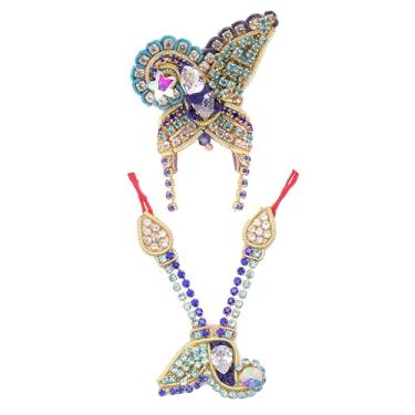 Imagem de Aditri Creation Conjunto decorativo Mala Mukut para Deusa Deus Ganesh/Laddu Gopal/Devi Maa/Radha Krishna Haar Sringar Conjunto de joias de divindades para o festival indiano Janmashtami (tamanho: - 1