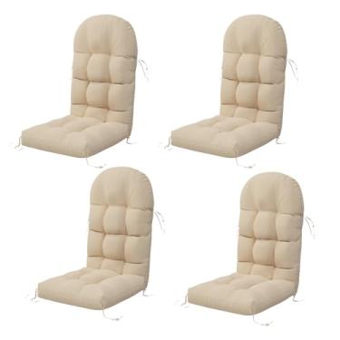 Imagem de Sannwsg Adirondack Conjunto de 4 almofadas para cadeira de balanço, almofadas de pátio com encosto alto, almofadas espessas resistentes ao clima com 6 laços, antiderrapante, desbotamento e à prova