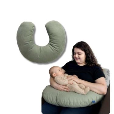 Imagem de Almofada de Amamentação para Bebê Artesanal Multifuncional Ergonômica Hipoalergênica em Suede (Verde Menta)