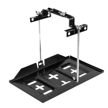 Imagem de Kit de bandeja de retenção de bateria Suporte de bandeja de bateria de metal com braçadeira de suporte ajustável para carros, barcos marítimos