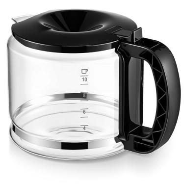 Imagem de Teenyyou Garrafa de café de vidro compatível com Delonghi 3066 3067 3093 3094 3111 3112 Kf140 Kf863, cafeteira compatível com 7313283649, peças de máquina de café expresso, 10 xícaras/750 ml