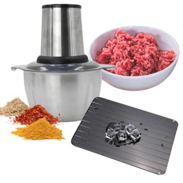 Imagem de KIT Processador Moedor de Alimentos Elétrico Inox (3L-220V). E Tábua Mágica para Descongelar Carne Alimentos Cozinha Casa