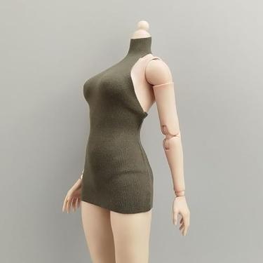 Imagem de ATSTORYTIDE 1/6 Ratio of Women's Clothing，High Neck Dress, Backless Dress, Sexy Ultra Short Dress (Army Green)