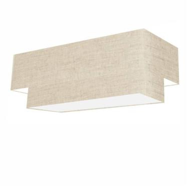 Imagem de Plafon Duplo Retangular Vivare Md-3071 Cúpula em Tecido 80X40cm x 70X30cm - Bivolt