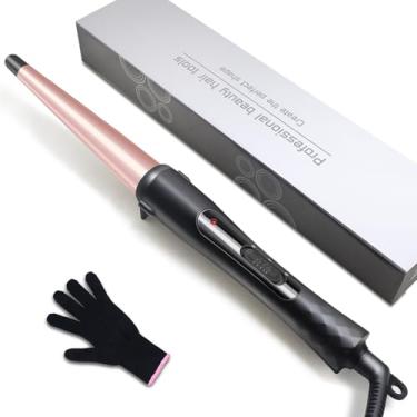 Imagem de hopopower Modelador De Cachos, Chapinha Cônica 1/2-1", Profissional Cerâmica Para Cabelos Longos E Curtos, Com 2 Temperaturas, Inclui Luva Proteção Térmica - Rosa