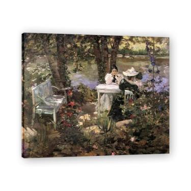 Imagem de A Garden In France John Lavery Iconic Realist Portrait & War Scene Canvas Art – Decoração de parede irlandesa atemporal para casa emoldurada 30 x 36 cm
