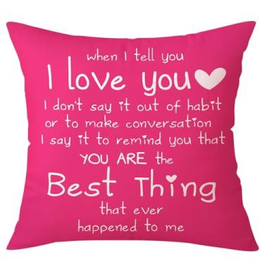 Imagem de OTOSTAR Capa de almofada estampada nos dois lados 61 x 61 cm When I Tell You I Love You Presentes de aniversário fronha quadrada para namorada marido esposa romântico dia dos namorados decorativa