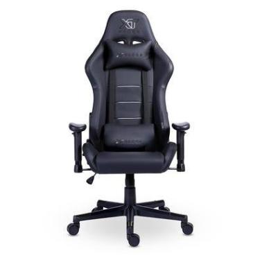 Imagem de Cadeira Gamer XT Racer Attack, Ergonômica E Reclinável, Couro Sintético, Preto E Prata