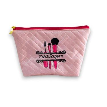 Imagem de Necessaire Bordada DaniBordados Organizadora de Maquiagem em PVC Plast