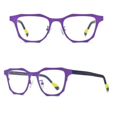 Imagem de VFDHN Armação de óculos de acetato de titânio para homens e mulheres (roxo C5)