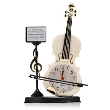 Imagem de Gsycle Despertador de violino, relógio digital criativo de mesa relógio de cabeceira para crianças, adultos, quarto, mesa, escritório, decoração de casa (2165B)