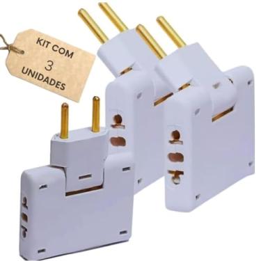 Imagem de KIT 3 Adaptador Articulável Tomada 3 Saídas Benjamin de 10A -Mais Segurança, Espaço e Praticidade em Qualquer Tomada-Branco