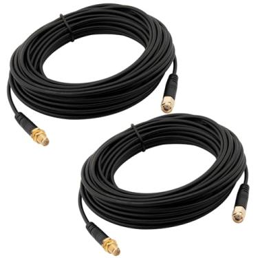 Imagem de Kaunosta Cabo de extensão de antena WiFi, 2 peças RP-SMA macho para RP-SMA fêmea suporte de anteparo RG174 cabo 10 m 10 m para roteador WiFi, câmera IP, adaptador de placa de rede sem fio