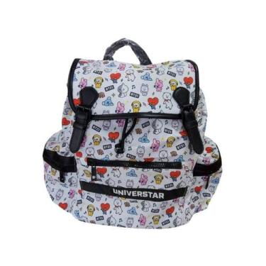 Imagem de Mochila Branca de Costa Infantil Tipo Saco Personagens BT21 - MINISO