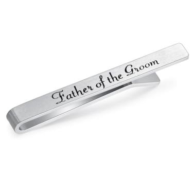 Imagem de HONEY BEAR Barra de prendedor de gravata masculina para casamento, casamento, tamanho normal, 5,4 cm, prata, Prata escovada, 5.4cm