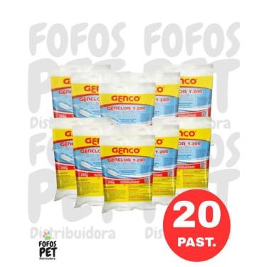 Imagem de Kit 20 Pastilhas Cloro Genclor T200 Para Piscinas - Genco