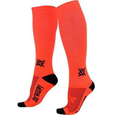 Imagem de Meia Hupi Longa Laranja Neon Lisa Cano 30 cm 1 Par Ideal Corrida Bike, Cor Laranja, Tamanho 36-42