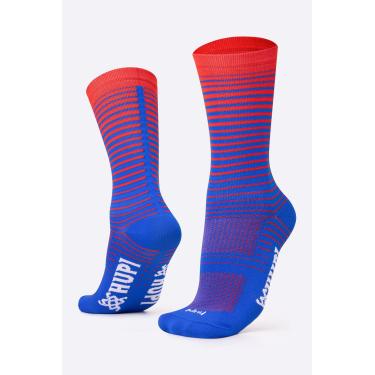Imagem de Meia Hupi Hyperline Azul/Vermelho 1 Par Cano Médio, Cor: Azul/Vermelho, Tamanho 36-42