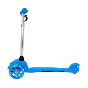 Imagem de Patinete Regulável Infantil 4 Rodinhas Com Led Para Crianças Até 60Kg Cor:Azul