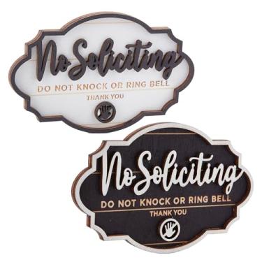 Imagem de NICENEEDED Pacote com 2 placas engraçadas sem solicitação para porta da casa, sinal pequeno sem solicitação para pendurar na porta da frente, não bata ou toque sinais de campainha