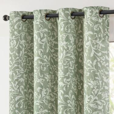 Imagem de Cortinas Blackout Jinchan Green Scroll Floral, quarto de 24 cm