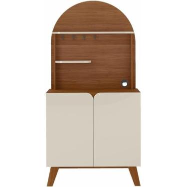 Imagem de Cantinho do Café suporte metálico para xícaras 2 portas VIENA cor Cedro/Off White - Artely