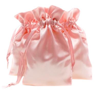 Imagem de Knitial 12,7 cm x 20,3 cm Sacos de presente de cetim champanhe rosa, bolsas de joias, lembrancinha de casamento, chá de bebê, Natal, 50 por pacote