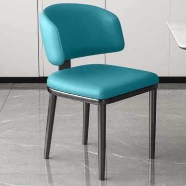 Imagem de Cadeiras De Jantar Marrons Mid Century Modern Kitchen Dining Room Chairs Cadeiras De Jantar Estofadas Em Couro Cadeira De Acento Acolchoada Confortável Com Pernas De M, /Blue B, One Size