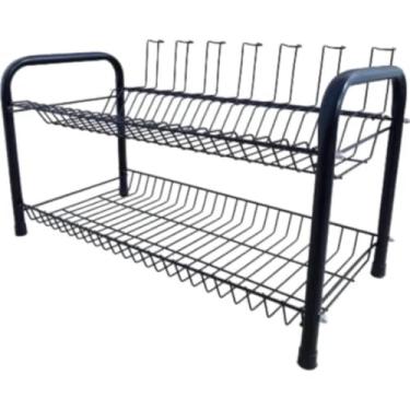 Imagem de Escorredor De Pratos Grande Capacidade Para 24 Pratos E 7 Copos E Descanço De Secagem Para Talheres Cor Preto