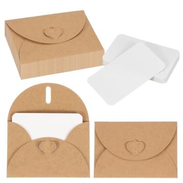 Imagem de PATIKIL Conjunto de 25 mini envelopes com fecho de coração, cartões de notas em branco de 10,4 x 7,6 cm com envelopes para presente convite de casamento, formatura, feriado, Dia de Ação de Graças