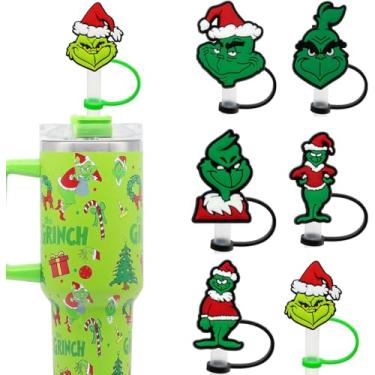 Imagem de Capas de palha de Natal de silicone de 10 mm para copo Stanley de 40 e 850 g, capa de pontas de canudos de Natal reutilizável, capas de canudos de grau alimentício para plugues à prova de poeira