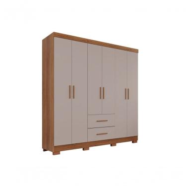 Imagem de Guarda-roupa Casal 6 Portas 2 Gavetas Estrela Premium Salleto Cinamomo/off White