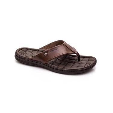 Imagem de Chinelo Masculino Pegada Couro Confortável , Cravo, 39