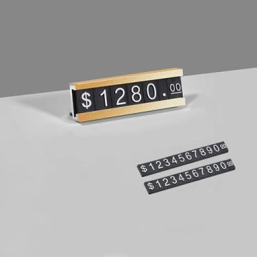 Imagem de Mollytek 10 conjuntos de suporte de balcão de exibição de preço ajustável com base de alumínio para exibição de joias, kit de bloco de cubo para loja de varejo (dourado sem painéis de acrílico)