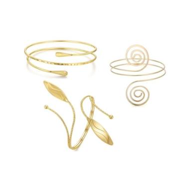 Imagem de Your Always Charm Joias de punho de braço para mulheres pulseira de flor ajustável pulseira de ouro braçadeira superior joias presentes para mulheres acessórios de fantasia de deusa grega, Metal, Sem