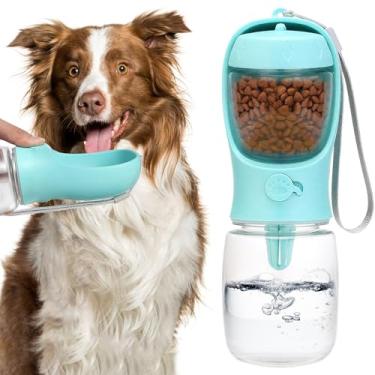 Imagem de Bestac Alimentador portátil 2 em 1 para alimentos e água para animais de estimação à prova de vazamento, dispensador de água para animais de estimação para caminhadas e caminhadas (azul, 350)
